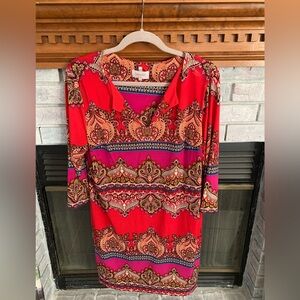 Elegant Red Paisley Dress